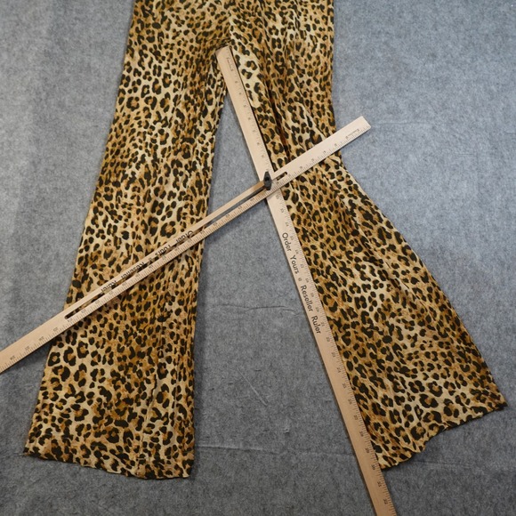 Spell Pants Womens Small Animal Print Vintage Leopard Samantha Bias Flare - Picture 2 of 11
